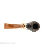 Peterson Derry Rusticated 221 Fishtail shape Bent Billiard - Tobacco Pipes - Natural root
