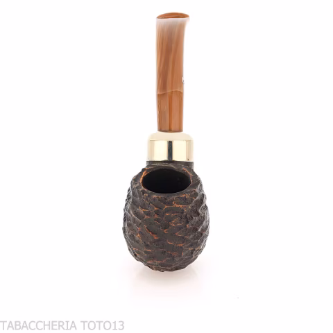 Peterson Derry Rusticated 221 Fishtail shape Bent Billiard - Tobacco Pipes - Natural root
