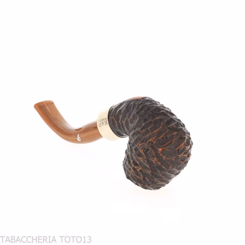 Peterson Derry Rusticated 221 Fishtail shape Bent Billiard - Tobacco Pipes - Natural root