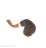 Peterson Derry Rusticated 221 Fishtail shape Bent Billiard - Tobacco Pipes - Natural root