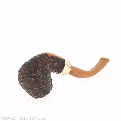 Peterson Derry Rusticated 221 Fishtail shape Bent Billiard - Tobacco Pipes - Natural root