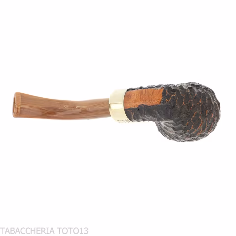 Peterson Derry Rusticated 221 Fishtail shape Bent Billiard - Tobacco Pipes - Natural root