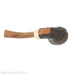 Peterson Derry Rusticated 221 Fishtail shape Bent Billiard - Tobacco Pipes - Natural root