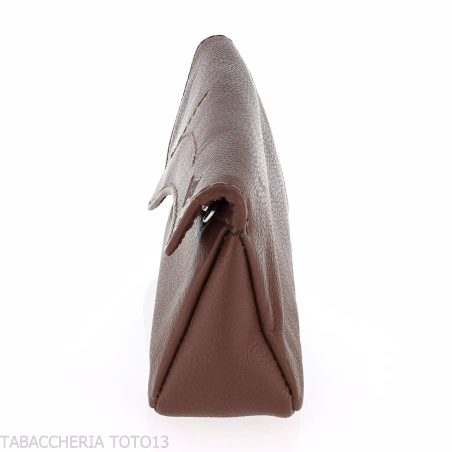 Brebbia brown leather saddle-decorated pipe bag - Accessories for tobacco pipes