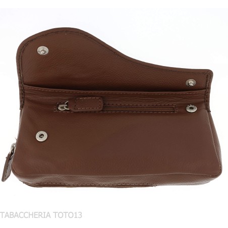 Brebbia borsa per pipa decoro a sella in pelle marrone - Accessori Per Pipe
