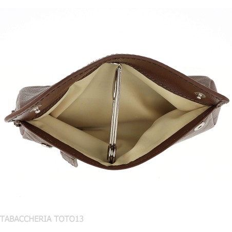 Brebbia borsa per pipa decoro a sella in pelle marrone - Accessori Per Pipe