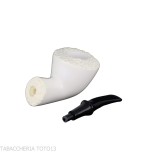 Bent Dublin pipe in sea foam, glossy white Meerschaum - Tobacco Pipes - Sea foam - seppiolite