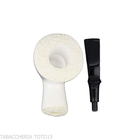 Bent Dublin pipe in sea foam, glossy white Meerschaum - Tobacco Pipes - Sea foam - seppiolite