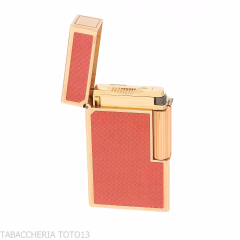 Briquet St. Dupont Ligne 1, laque rose contemporaine, plaqué or - Briquets - Laiton