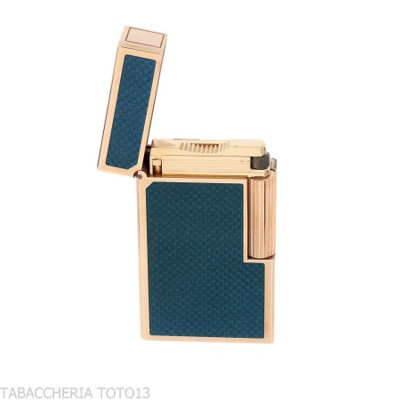 Briquet St. Dupont Ligne 1, laque bleue contemporaine, plaqué or - Briquets - Laiton