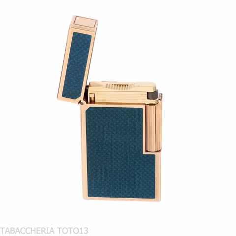 St. Dupont Line 1 Lighter, Contemporary Blue Lacquer, Gold-Plated - Lighters - Brass