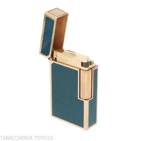 Encendedor St. Dupont Línea 1, Laca Azul Contemporánea, Baño de Oro - Alumbradores