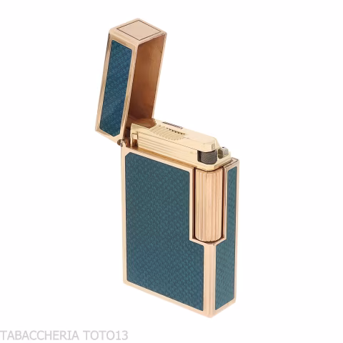 St. Dupont Line 1 Lighter, Contemporary Blue Lacquer, Gold-Plated - Lighters - Brass