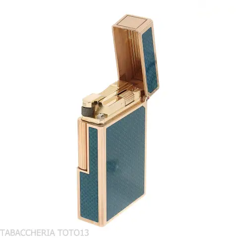 Encendedor St. Dupont Línea 1, Laca Azul Contemporánea, Baño de Oro - Alumbradores