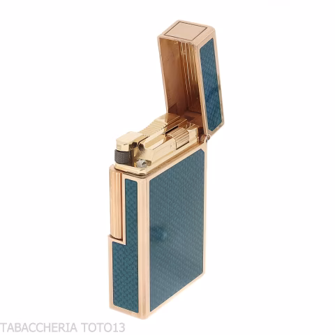 St. Dupont Line 1 Lighter, Contemporary Blue Lacquer, Gold-Plated - Lighters - Brass