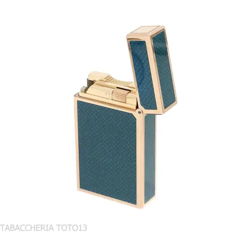 Encendedor St. Dupont Línea 1, Laca Azul Contemporánea, Baño de Oro - Alumbradores