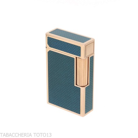 Accendino St Dupont Linea 1 lacca contemporanea blu placcato oro - Accendini