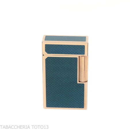 Briquet St. Dupont Ligne 1, laque bleue contemporaine, plaqué or - Briquets - Laiton
