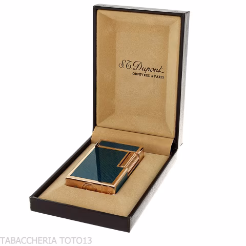 St. Dupont Line 1 Lighter, Contemporary Blue Lacquer, Gold-Plated - Lighters - Brass
