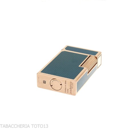 Briquet St. Dupont Ligne 1, laque bleue contemporaine, plaqué or - Briquets - Laiton
