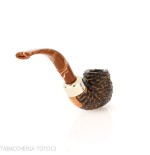 Peterson Derry Rusticated 230 Fishtail shape Bent Billiard - Tobacco Pipes - Natural root