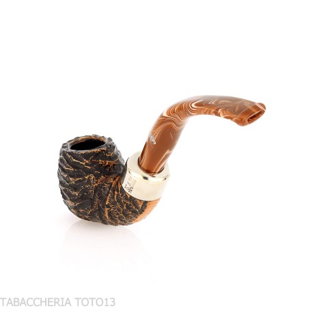 Peterson Derry Rusticated 230 Fishtail shape Bent Billiard - Tobacco Pipes - Natural root
