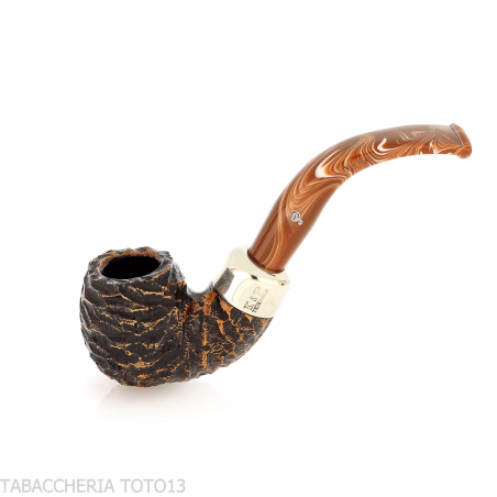 Peterson Derry Rusticated 230 Fishtail shape Bent Billiard - Tobacco Pipes - Natural root