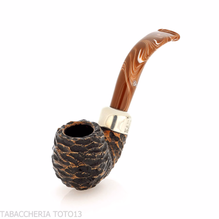 Peterson Derry Rusticated 230 Fishtail shape Bent Billiard - Tobacco Pipes - Natural root