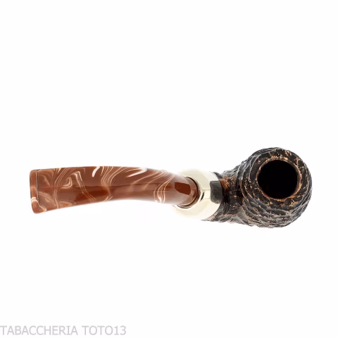 Peterson Derry Rusticated 230 Fishtail shape Bent Billiard - Tobacco Pipes - Natural root