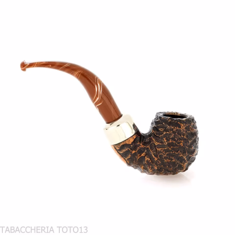 Peterson Derry Rusticated 230 Fishtail shape Bent Billiard - Tobacco Pipes - Natural root