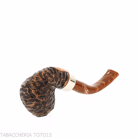 Peterson Derry Rusticated 230 Fishtail shape Bent Billiard - Tobacco Pipes - Natural root