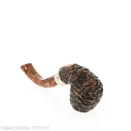Peterson Derry Rusticated 230 Fishtail shape Bent Billiard - Tobacco Pipes - Natural root