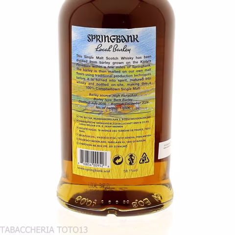 Springbank local barley 8 Y.O. Single Malt Vol.58,1% Cl.70 - Distillati