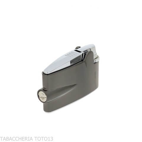 Accendino Ronson mini Varaflame V dorata su cromo scuro satinato - Accendini