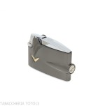 Accendino Ronson mini Varaflame V dorata su cromo scuro satinato - Accendini