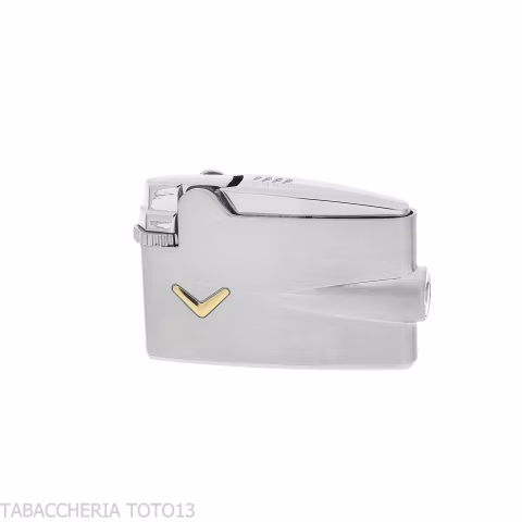 Accendino Ronson mini Varaflame V dorata su cromo satinato - Accendini