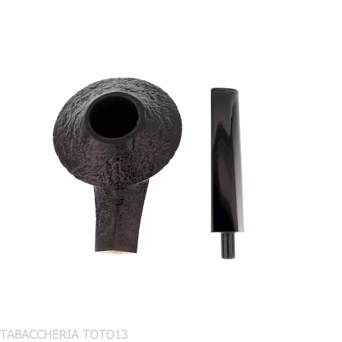 Demua pipa forma Bulldog Cutty radica sabbiata nera-Demua