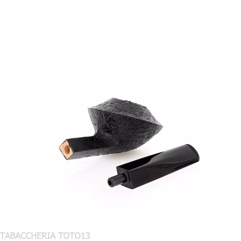 Demua pipa forma Bulldog Cutty radica sabbiata nera-Demua