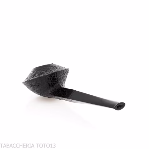 Demua pipa forma Bulldog Cutty radica sabbiata nera-Demua
