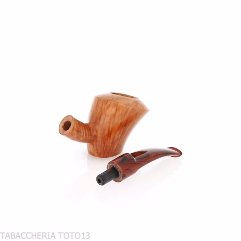 Demua pipa Cherrywood or Ballerina-shaped pipe in natural, veined briar-Demua
