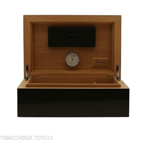 Gentili humidified box for 40 cigars, glossy black finish - Accessories Cigar