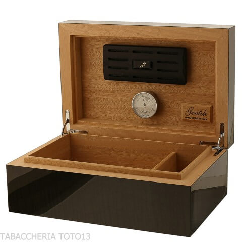 Gentili humidified box for 40 cigars, glossy black finish - Accessories Cigar