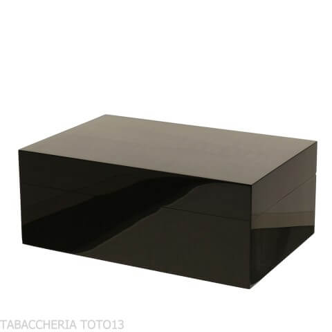 Caja humidificadora Gentili para 40 puros, acabado negro brillante. - Accesorios Del Cigarro