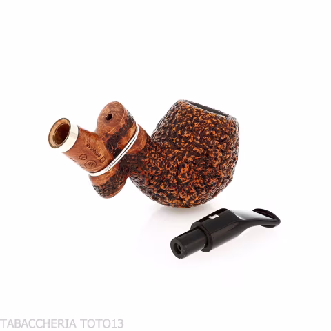 Ser Jacopo Insanus N.1 rusticated Apple briar bent pipe - Tobacco Pipes - Natural root