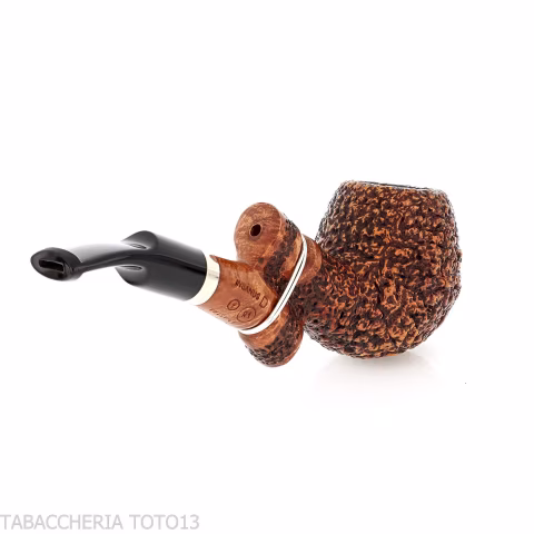 Ser Jacopo Insanus N.1 rusticated Apple briar bent pipe - Tobacco Pipes - Natural root