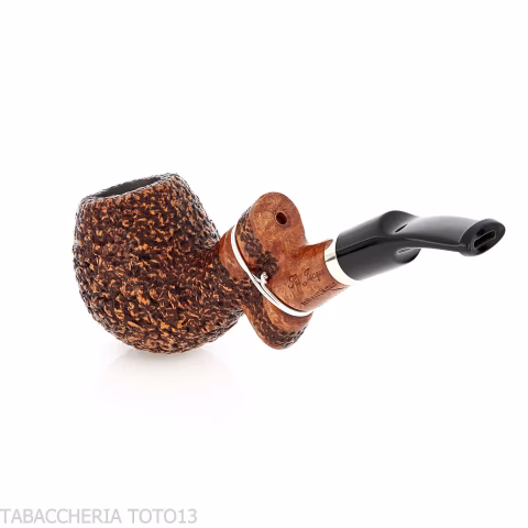 Ser Jacopo Insanus N.1 rusticated Apple briar bent pipe - Tobacco Pipes - Natural root