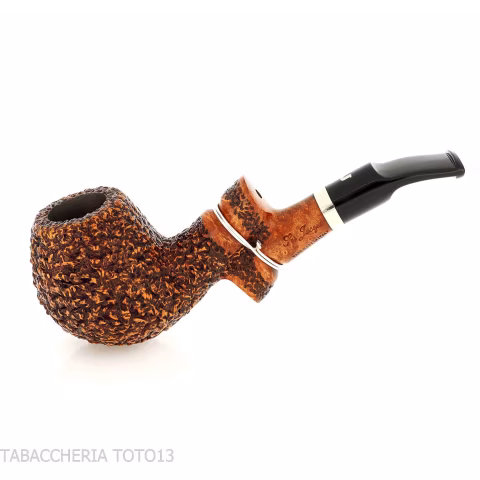 Ser Jacopo Insanus N.1 rusticated Apple briar bent pipe - Tobacco Pipes - Natural root