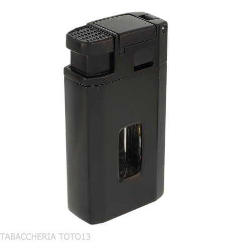 Silver Match Dublin Black Double Jet Flame Lighter with V-Cut Cigar Cutter-Lighter For Cigar
