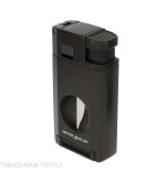Silver Match Dublin Black Double Jet Flame Lighter with V-Cut Cigar Cutter-Lighter For Cigar