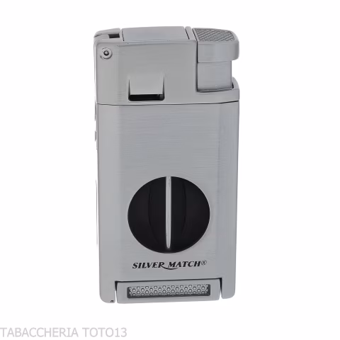 Silver Match Dublin accendino argento double jet flame con tagliasigari V cut-Accendini per Sigaro